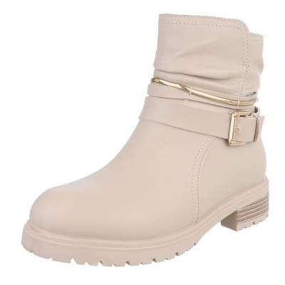 Flache Stiefeletten für Damen in Beige