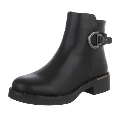 Flache Stiefeletten für Damen in Schwarz
