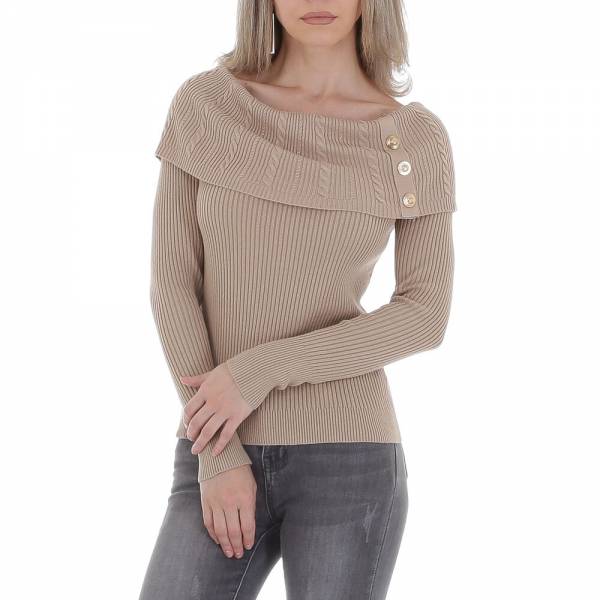 Knit jumper for women in light-brown