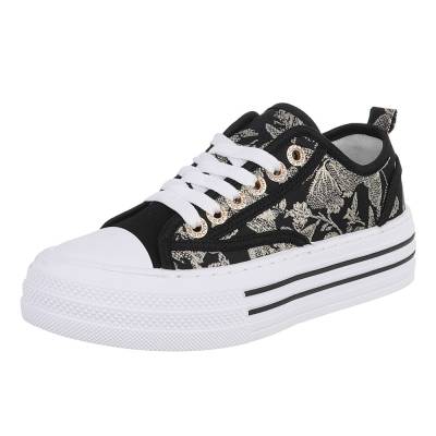 Low-top sneakers for women in black and gold