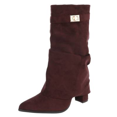 Heeled boots for women in wine-red
