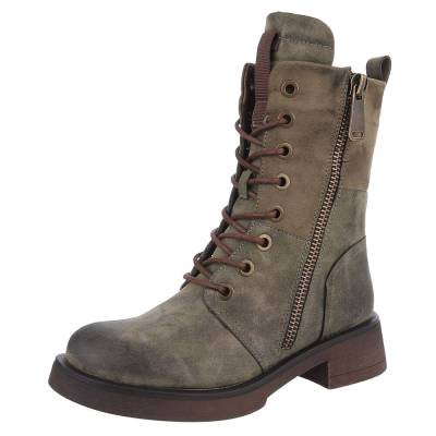 Flache Stiefeletten für Damen in Grün