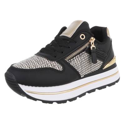 Low-top sneakers for women in black and gold