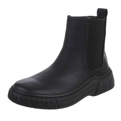Flache Stiefeletten für Damen in Schwarz