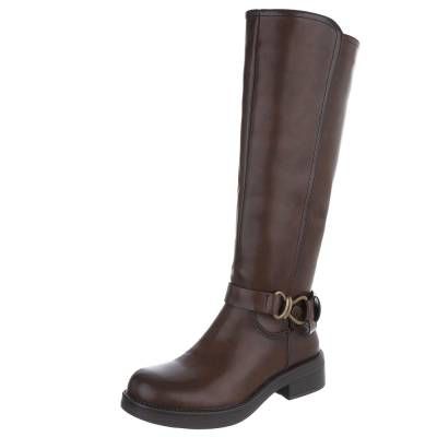 Flache Stiefel für Damen in Braun