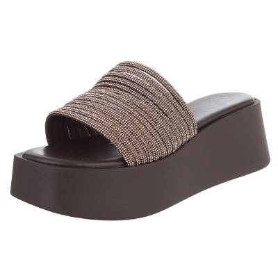 Plateausandaletten für Damen in Braun und Bronze