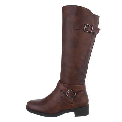 Flat boots for women in brown