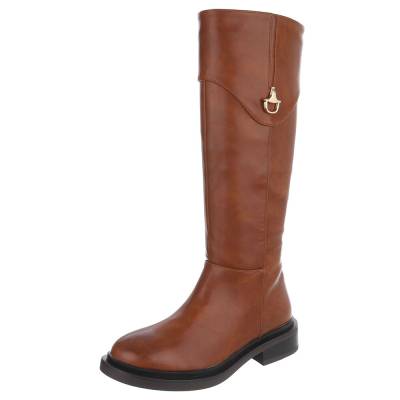 Flache Stiefel für Damen in Camel