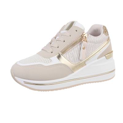Low-top sneakers for women in beige and gold