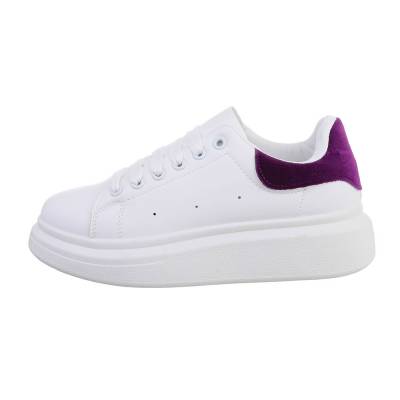 Low-top sneakers for women in white and purple