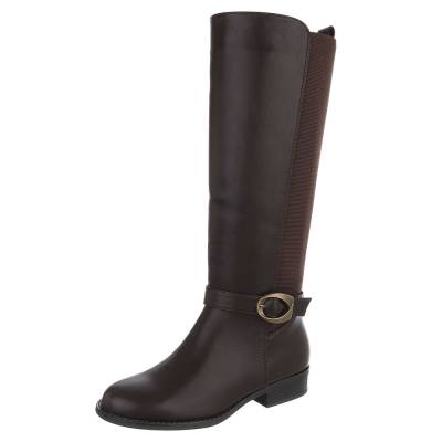 Flache Stiefel für Damen in Braun