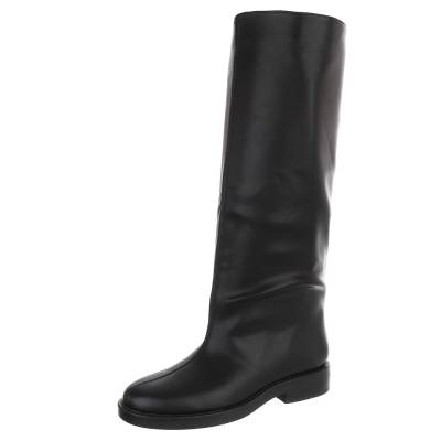 Flache Stiefel für Damen in Schwarz