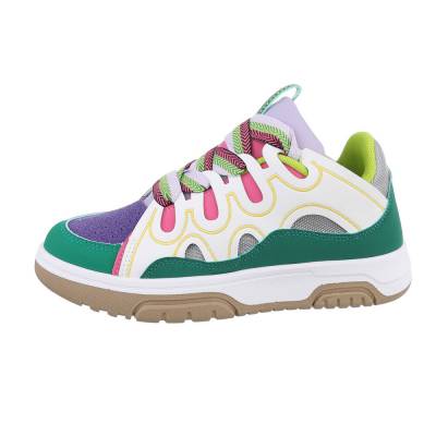 Low-top sneakers for women in green and white