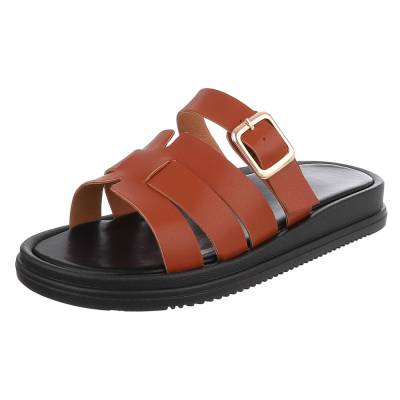 Pantoletten für Damen in Camel