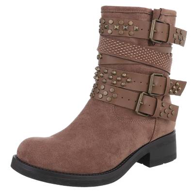 Flache Stiefeletten für Damen in Hellbraun