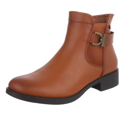 Flat ankle boots for women in camel