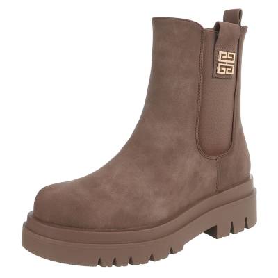 Plateaustiefeletten für Damen in Hellbraun