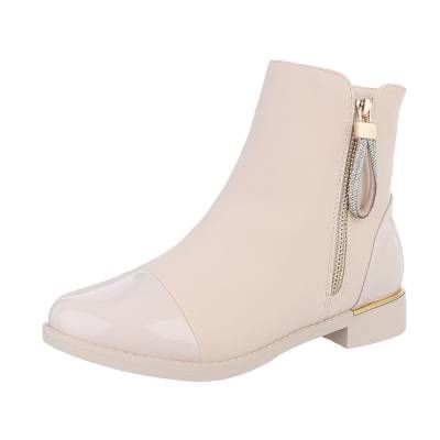 Flache Stiefeletten für Damen in Beige