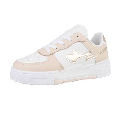 Low-top sneakers for women in white and beige