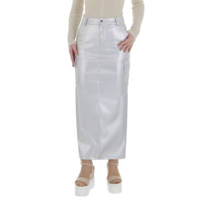 Leather-look skirt for women in silver