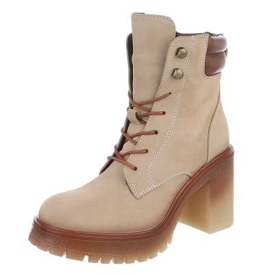Schnürstiefeletten für Damen in Beige