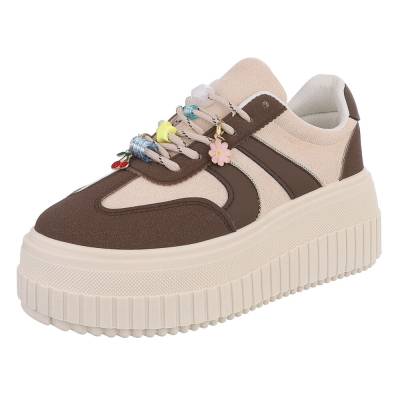 Low-top sneakers for women in brown and beige
