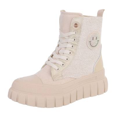 Lace-up ankle boots for women in beige