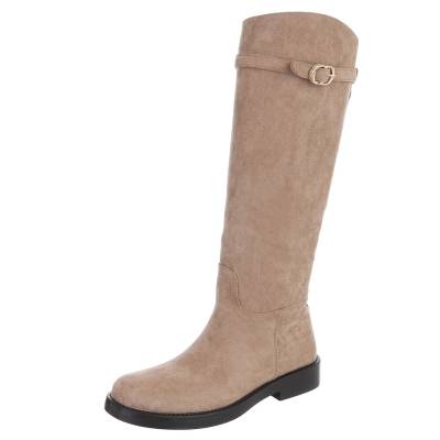 Flat boots for women in light-brown