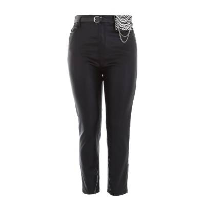 Leather-look trouser for women in black