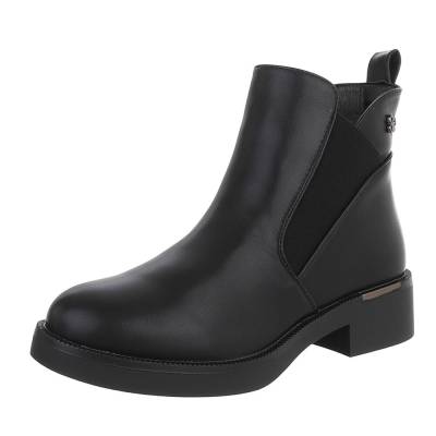 Flache Stiefeletten für Damen in Schwarz