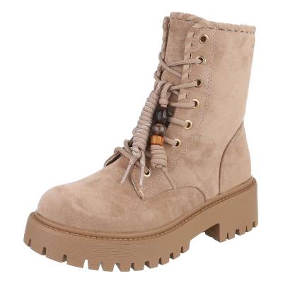 Lace-up ankle boots for women in light-brown