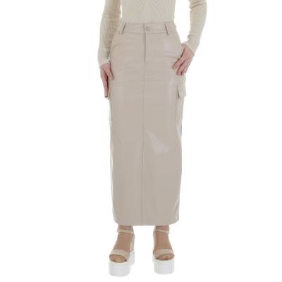 Leather-look skirt for women in beige