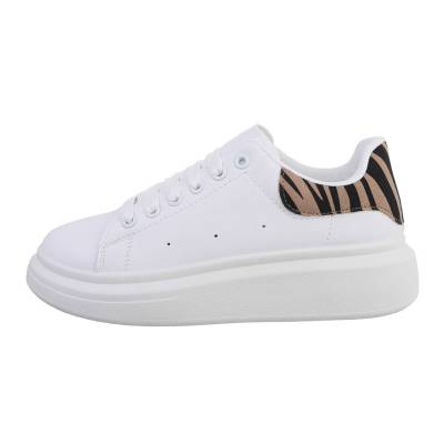 Low-top sneakers for women in white and beige