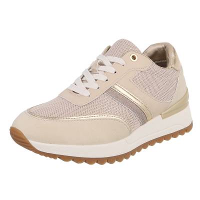 Low-top sneakers for women in beige and gold