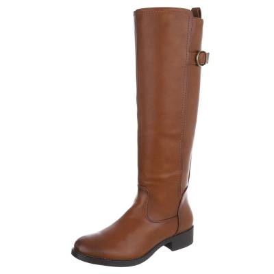 Flat boots for women in camel
