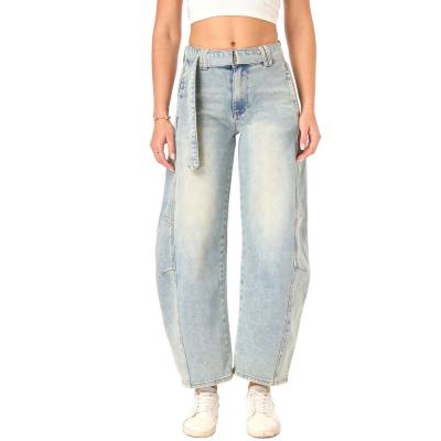 High waist jeans for women in light-blue