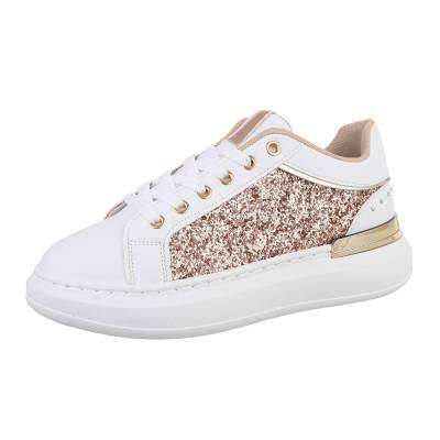 Low-top sneakers for women in rose-gold and white