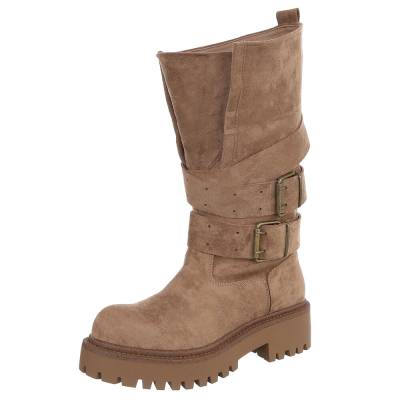 Platform boots for women in light-brown