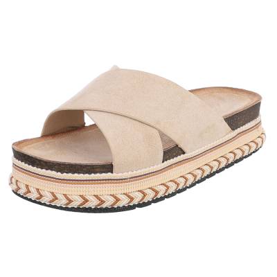 Platform sandals for women in beige