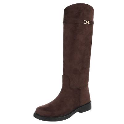 Flat boots for women in brown