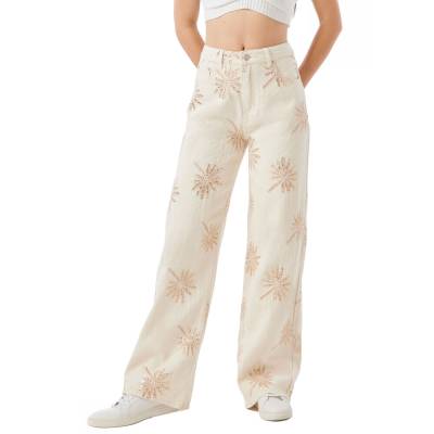 Relaxed Fit Jeans für Damen in Beige