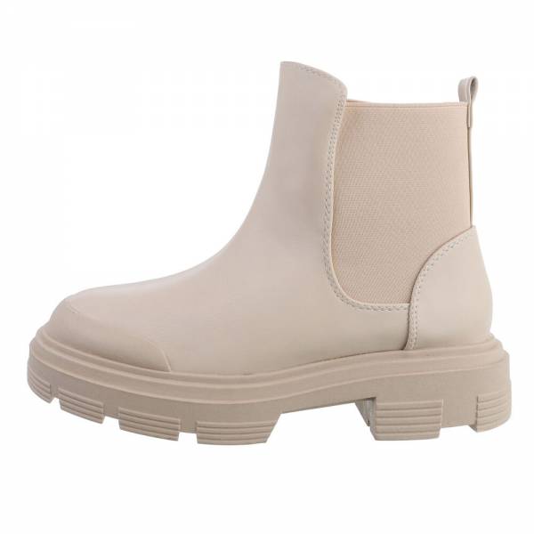 Platform ankle boots for women in beige