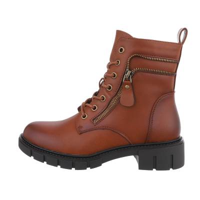 Lace-up ankle boots for women in camel