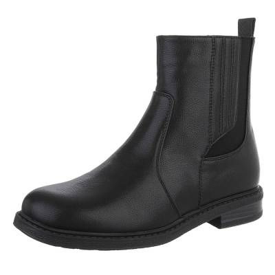 Flache Stiefeletten für Damen in Schwarz