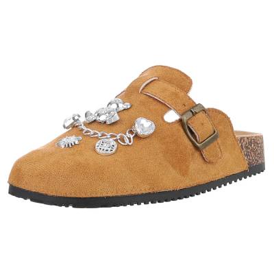 Pantoletten für Damen in Camel