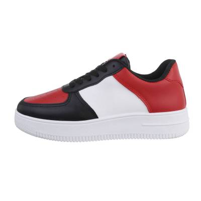 Low-top sneakers for women in red and black