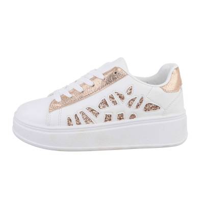 Low-top sneakers for women in white and rose-gold