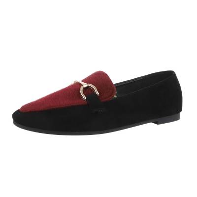 Loafers for women in wine-red and black