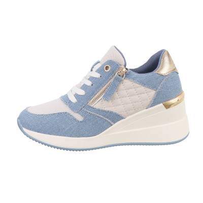 Low-top sneakers for women in light-blue and white