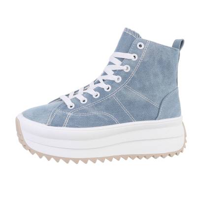 High-top sneakers for women in light-blue and white